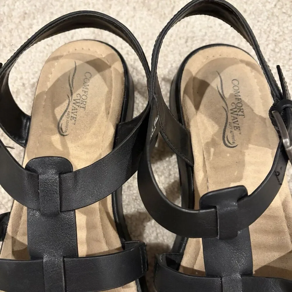 EUC Easy Street Chirp Women’s Gladiator Platform Sandals Size 10 Black